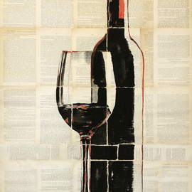 Marat Cherny: 'red wine', 2018 Other Painting, Still Life. Artist Description:  The painting is painted in gouache and watercolor on glued pages of the book. ...