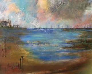 Margaret Thompson: 'Lakeside 4', 2017 Mixed Media, Abstract Landscape. evocative, impressionistic, textured...