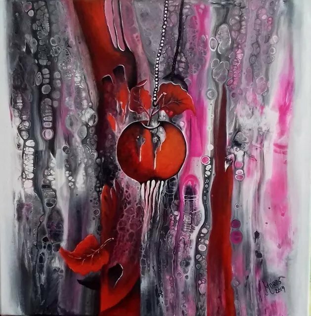 Mariana Oros: 'the red apple', 2019 Acrylic Painting, Abstract. acrylic on canvas, ready to display...