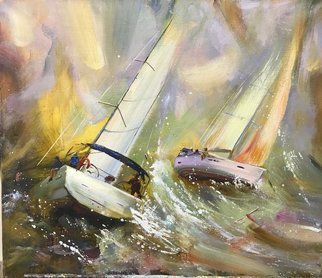 Marina Berezina: 'regatta', 2019 Oil Painting, Sea Life. Regatta...