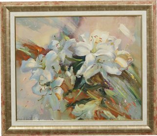 Marina Berezina: 'white lilies', 2018 Oil Painting, Floral. Magic is a belief in yourself. And when you succeed, everything else succeeds. ...