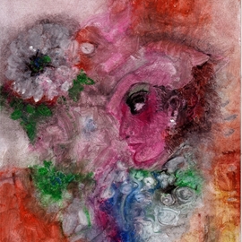 Mario Ortiz Martinez: 'lady and distant flower', 2020 Oil Painting, Abstract Figurative. Artist Description: the eternal feminine. Muse that no artist can ignore, if she does not want her work to be a desert, a heap of wasted colors, a disconnection with the divine, a denial of her being. ...
