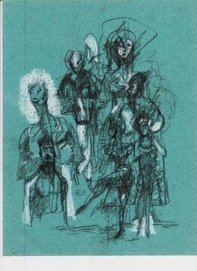 Mario Ortiz Martinez: 'pencil study', 2019 Graphite Drawing, Abstract Figurative. CHARACTERS IN A RANDOM COMPOSITION...