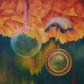 Marina Venediktova: 'beginning of time', 2020 Oil Painting, Life. Artist Description: Time is an imperceptible substance, it governs life, feeding any beginning and turning it into a path.  The matter in which we live, grows out of the energy of time, uses time as the source of its forces.  Time appeared first, giving birth to the entire existing world.  ...