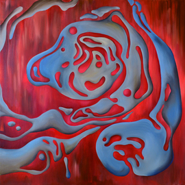 Marina Venediktova: 'the music of water red', 2020 Oil Painting, Music. Artist Description: Singing fountains aEUR