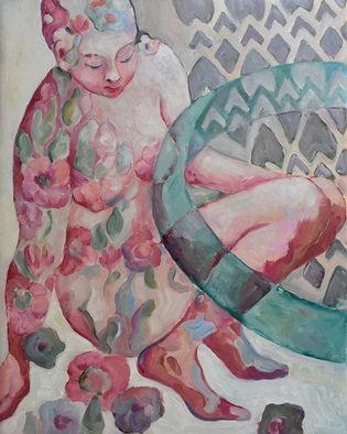 Marina Venediktova: 'to have a break', 2022 Oil Painting, Erotic. 