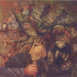 Mark Makarov: 'Chameleon', 1995 Oil Painting, Zeitgeist. Artist Description:  Drawing Pictures Painting Artists of Russia The artist Pictures of artists Art Painting by oil Works of artists Russian pictures The modern art Modern artists The big pictures Sale of pictures To look pictures Beautiful pictures  ...