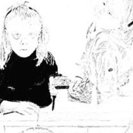Mark Struzynski: 'Girls Knife', 1993 Mixed Media Photography, Children. Artist Description: Girls W/ Knife is part of a process devoloped by taking photos of drawings made from Photographs. The photos are then projected onto Photo- emulsion  canvass....