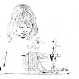 Mark Struzynski: 'SewingGirl', 1989 Mixed Media Photography, Children. Artist Description: SewingGirl is part of a process devoloped by taking photos of drawings made from Photographs. The photos are then projected onto Photo- emulsion  canvass....