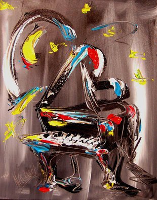 Mark Kazav: 'JAZZ PIANO MODERN ABSTRACT ORIGINAL OIL PAINTING BY KAZAV', 2014 Mixed Media, Abstract.      jazz new york music  saxophone     ...