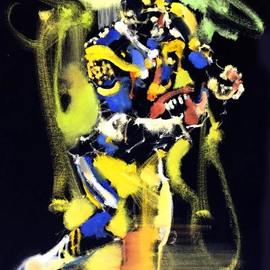 Mark Gray: 'eric dickerson by mark gray', 2018 Oil Painting, Sports. Artist Description: Eric Dickerson - Rams Football by Mark Gray18 x24  - Oil on Canvas www. MarksArtWorld. com...