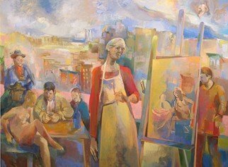 Martha Hayden: 'Self Portrait', 2011 Oil Painting, People.       Landscape, Wisconsin artist, woman painter, color, composition, figures, history of art, card players, Cezanne, figurative,     ...