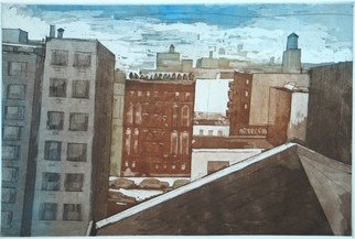 Martha Hayden: 'view north', 2012 Etching, Architecture. Lower East Side, New York City, color etching and aquatint...