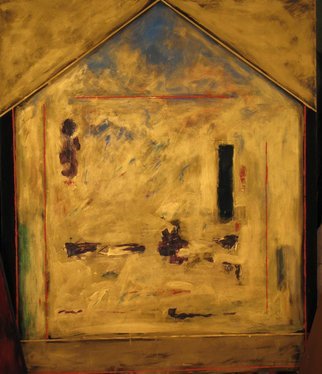 Marty Kalb: 'Altars And Icons 2 Gold', 1982 Acrylic Painting, Abstract Landscape.  From a series of works dealing with universal forms for religious observance  ...