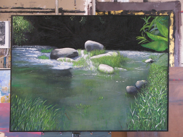 Marty Kalb  'Delaware Run Near Blue Limestone Park', created in 2003, Original Painting Oil.