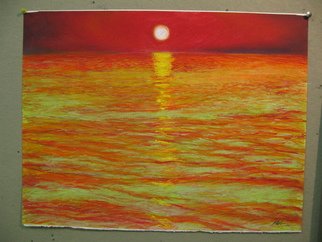 Marty Kalb: 'Michigan Sunset  Red Sky', 2009 Pastel, Seascape.     I have experienced some of the most beautiful sunsets looking west from the coast of lake Michigan.  ...