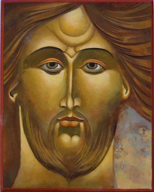 Artist Mary Jane Miller. 'Face Of Christ' Artwork Image, Created in 2012, Original Painting Tempera. #art #artist