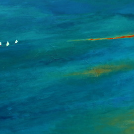 Michal Ashkenasi: 'sails', 2017 Acrylic Painting, Seascape. Artist Description: An abstract - minimalistic painting of the Sea and three small Sails  It is a kind of showing the smallness of Men in the Nature . ...