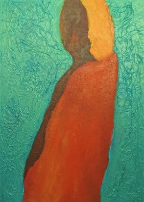 Michal Ashkenasi: 'woman', 2019 Acrylic Painting, Beauty. A figure of a woman which holds serenity , beauty and love . She is the Mother figure and the colors enrich this impression . ...