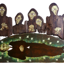 Matei Enric: 'DEATH WATCH', 2011 Tempera Painting, Holocaust. Artist Description:         TEMPERA ON WOOD, ASSEMBLY 4 PIECES        ...