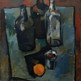 Valeriy Mavlo: 'Still Life with Orange', 1994 Oil Painting, Still Life. 