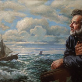 Maxmilian Ciccone: 'MY SEA', 2013 Oil Painting, Portrait. Artist Description:   Portrait of a man ...