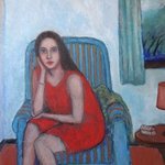 Woman on armchair with a storm outside By Massimiliano Ligabue