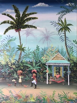 Marc Beauregard: 'island drill', 2021 Acrylic Painting, Travel. Carribean inspired theme. ...