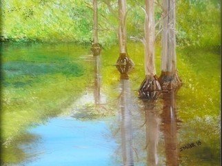 Israel Miller: 'cypress swamp', 2018 Acrylic Painting, Fauna. Cypress swamp in south FL...