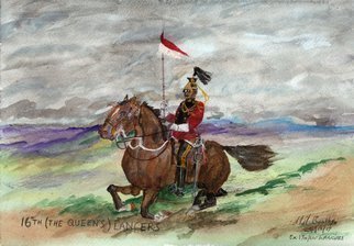 Mel Beasley: '16th royal lancer', 2018 Other Painting, Military. Mounted 16th Lancer. ...