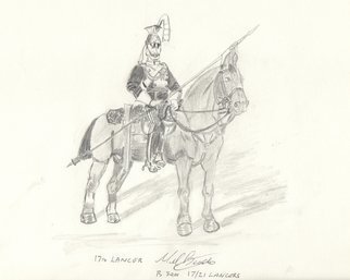 Mel Beasley: '17th lancer', 2018 Pencil Drawing, Military. Mounted Trooper 17th Lancers. ...