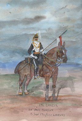 Mel Beasley: '17th lancer', 2018 Watercolor, Military. Mounted 17th Lancer. ...