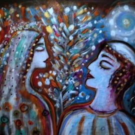 Melita Kraus: 'tumbalalaika', 2015 Acrylic Painting, Judaic. Artist Description: Judaic art inspired by famous Jewish Yiddish songTumbalalaika. Often compared to Chagall school of painting. ...