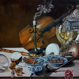Hendra Prawira: 'Still life 02', 2015 Acrylic Painting, Still Life. Artist Description:   art, painting, acrylic, , memento, still life, art lover, violin, living room, kitchen    ...