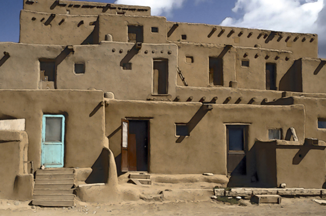 Artist Marcia Geier. 'Taos Pueblo' Artwork Image, Created in 2008, Original Photography Black and White. #art #artist