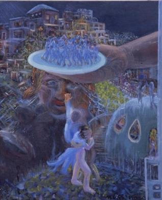 Micha Nussinov: 'Departure 2', 2004 Oil Painting, Fantasy. The notion of departure as we leave a place, going through a transit to another world.  A journey from life to a spiritual world. ...