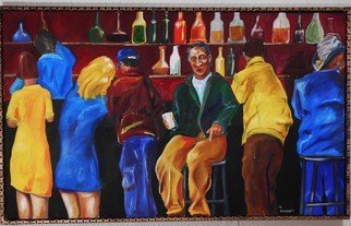 Michael Ashcraft: 'Lastcall', 2014 Oil Painting, Representational.   crowd at bar  ...