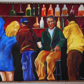 Michael Ashcraft: 'Lastcall', 2014 Oil Painting, Representational. Artist Description:   crowd at bar  ...