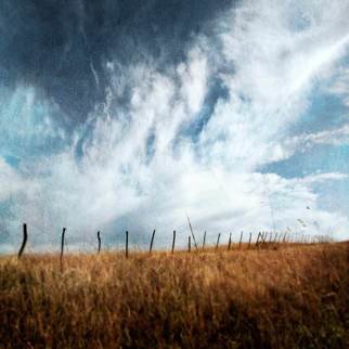 Michael Regnier: 'Kansas Fence Post', 2010 Color Photograph, Landscape.  Kansas, clouds  ...