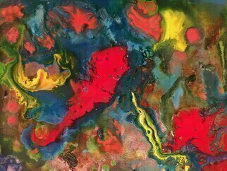 Michael Schaffer: 'red horse', 2016 Acrylic Painting, Abstract. Bold reds in a playful painting. ...