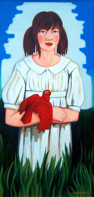 Artist Sara Adrian. 'Girl In Tall Grass' Artwork Image, Created in 2008, Original Mixed Media. #art #artist