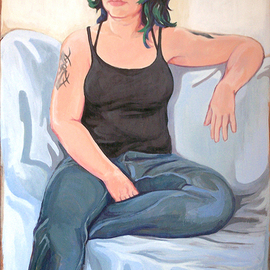 Sara Adrian: 'Portrait of Bela Grimm ', 2009 Acrylic Painting, Portrait. Artist Description:  Acrylic on Wood   ...
