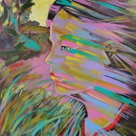Milen Boqnov Artwork girl portrait,wind, 2015 Acrylic Painting, Archetypal