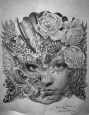 Minh Hang: 'Mask', 2009 Pencil Drawing, Mask.  This is a pencil drawing, it also available for limited edtion print sign by artist, for sale at $100 each. size 16X20 inches.    ...