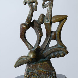 Mircea Puscas: 'CHANSON', 2002 Bronze Sculpture, Abstract. Artist Description: The sculpture represents the dancing couple in love.  Music lives in these abstract forms of man and woman enjoying with the moment of love, youth, and life.  The first edition of this work was acquired by National Art Museum of Moldova.  Also, this artwork was awarded with a ...