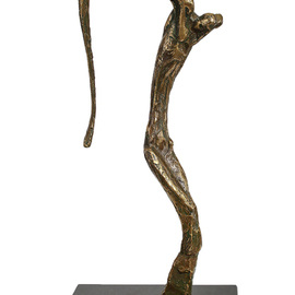 Mircea Puscas: 'crutifixion', 1996 Bronze Sculpture, Abstract. Artist Description: One day, when I was walking, my attention was attered by a withered tree with a broken branch. This image inspired me to sculpt my artwork  Crucifixion . The sculpture represents crucified Christ with a lowered hand which transformed into a flowing down tear. Also, you can watch Turntable ...