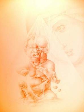 Mirko Sevic: 'stillness, Madona and Child', 1996 Pencil Drawing, Undecided.  stillness ...