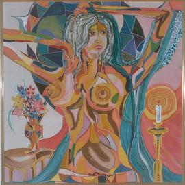 Miroslav Kissiov: 'Kaleidoscope girl', 1996 Other Painting, Abstract Figurative. Artist Description:  Painting on silk ...