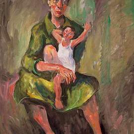 Hari Mitrushi: 'Mother and Child', 2002 Oil Painting, Figurative. Artist Description:  This is a painting who I made when our first child was born. ...