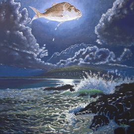 Michael Jones: 'Snapper Moon', 2014 Acrylic Painting, Seascape. Artist Description:     Moon series       ...